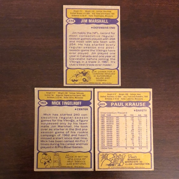 Vintage Topps NFL Minnesota Vikings Football Card Bundle - Picture 2 of 8